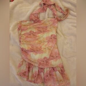 Peppermayo Floral Asymmetrical Halter Dress